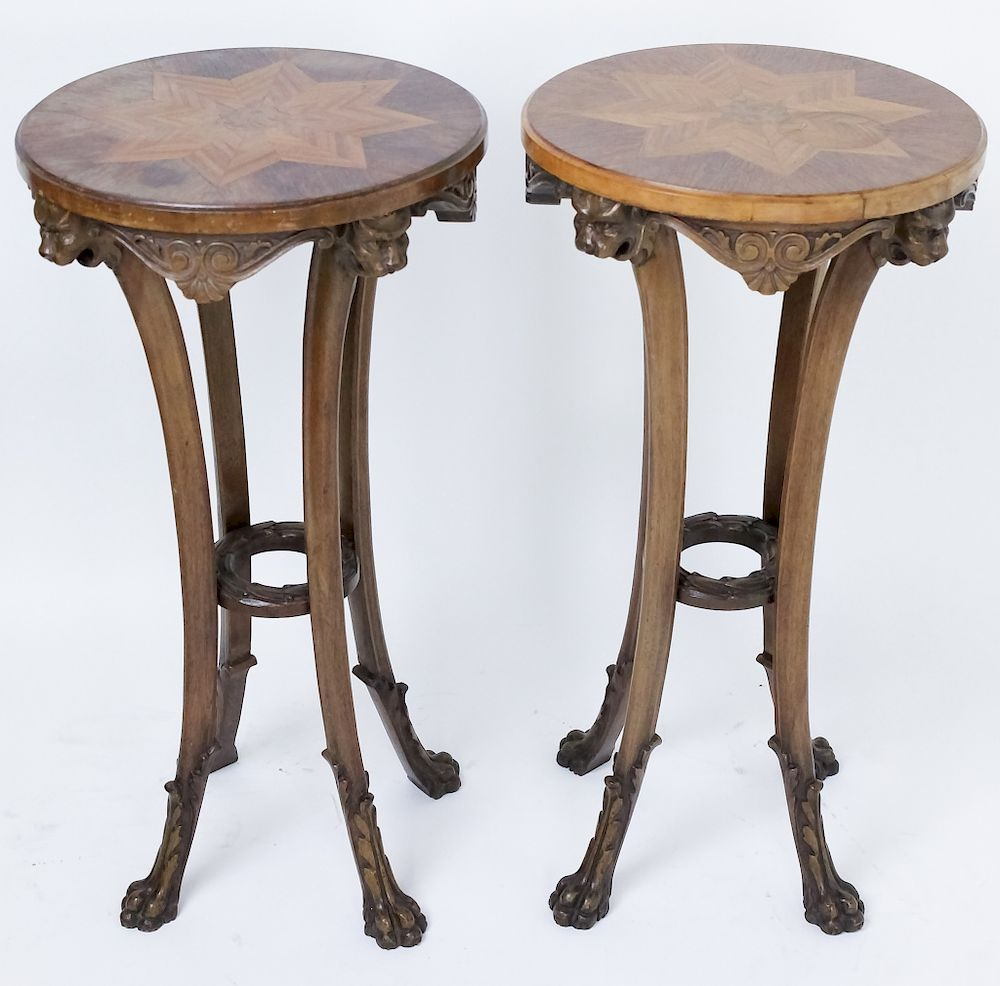 Pair Antique Edwardian Paw Footed Plant Stands Pair of antique
