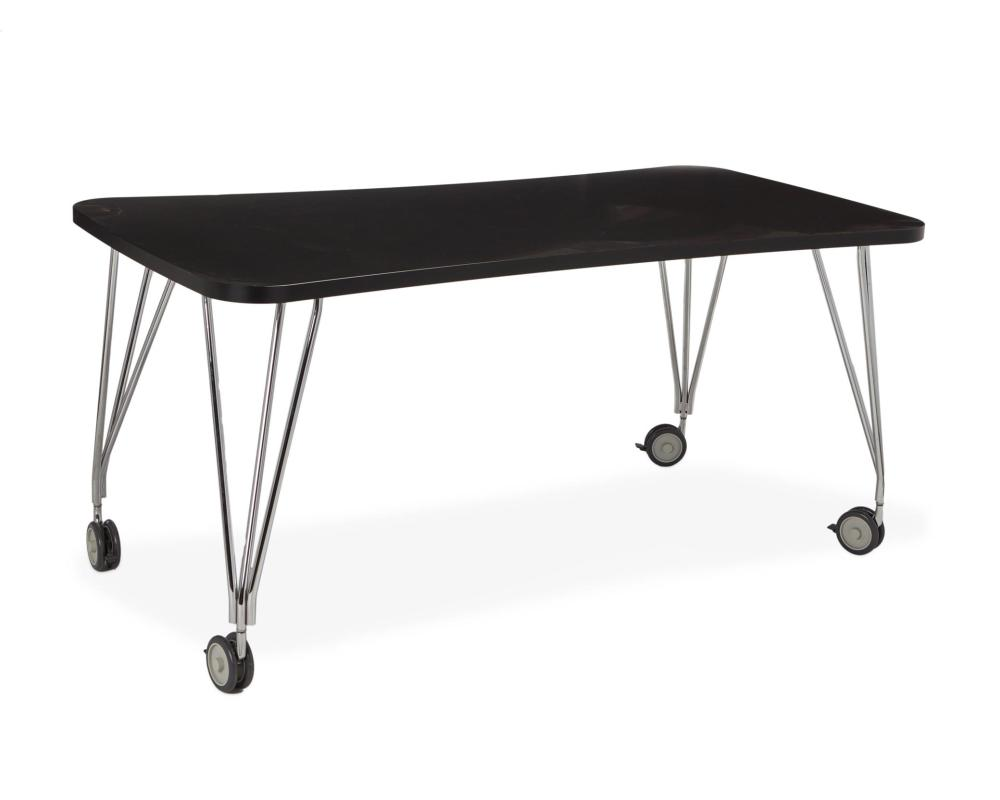 A contemporary black desk 21st Century With a concave rectangular