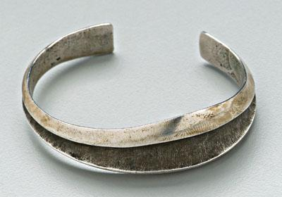 Charles Loloma silver bracelet cast silver open bangle signed quot