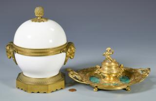 Bronze Mounted Box Inkwell 1st item French porcelain box spherical