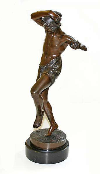 A French patinated bronze Danseur Napolitain after Francisque Joseph Duret