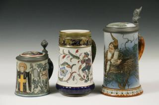 3 STEINS BY METTLACH RORSTRAND Group of 3 Late 19th