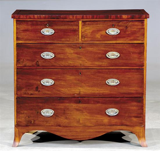 George III style inlaid mahogany chest of drawers circa 1860