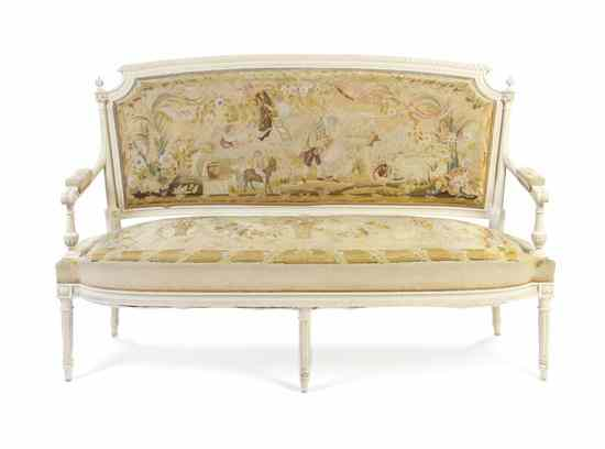 A Louis XVI Style Painted Parlor Suite comprising a settee