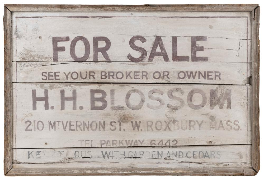 WOODEN REAL ESTATE SIGN MID 20TH CENTURY HEIGHT 24 WIDTH