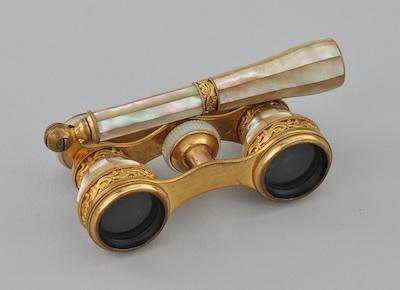 A Pair of Mother of Pearl Clad Opera Glasses Marked