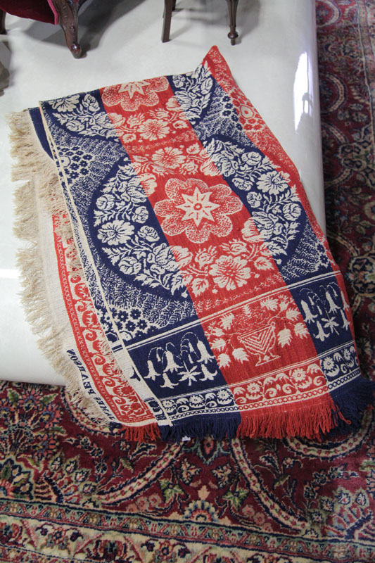 OHIO COVERLET Medina County Ohio 19th century Wool and cotton