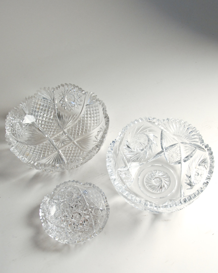 Three Brilliant Period Cut Glass Bowls all unsigned all with