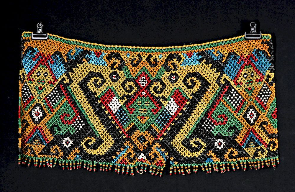 Vintage Iban Dayak Baby Carrier Beaded Panel Southeast Asia Indonesia