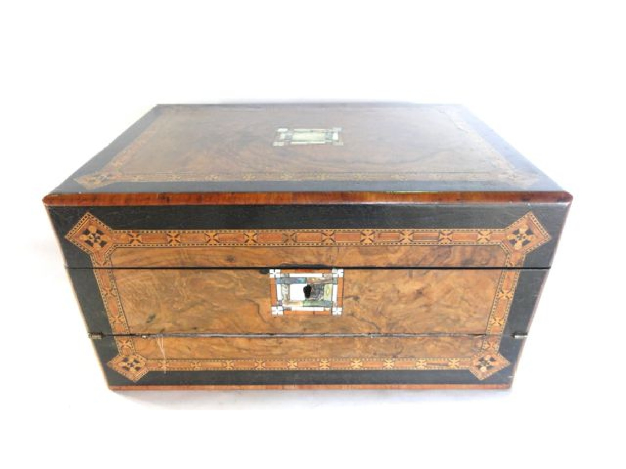A good quality 19th century travelling box principally in walnut