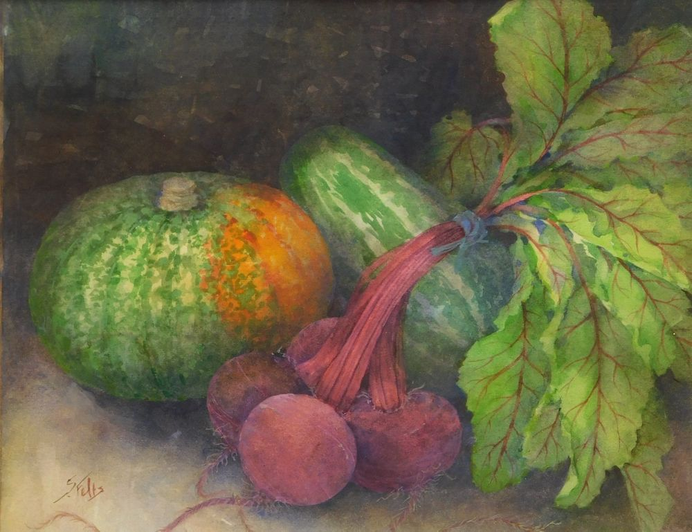 Shirley Felts Impressionist Still Life WC Painting Shirley Felts United
