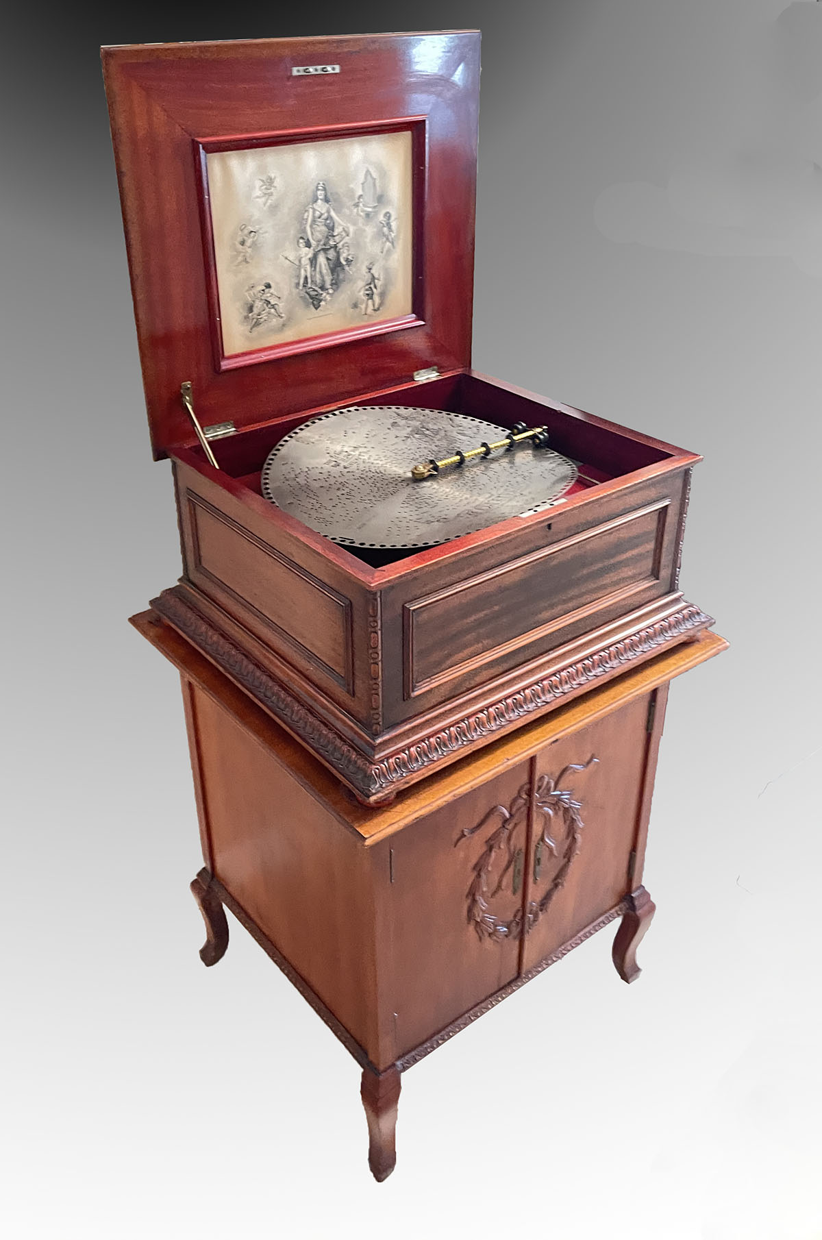REGINA OAK TABLE MODEL MUSIC BOX 15 5 DISC Double