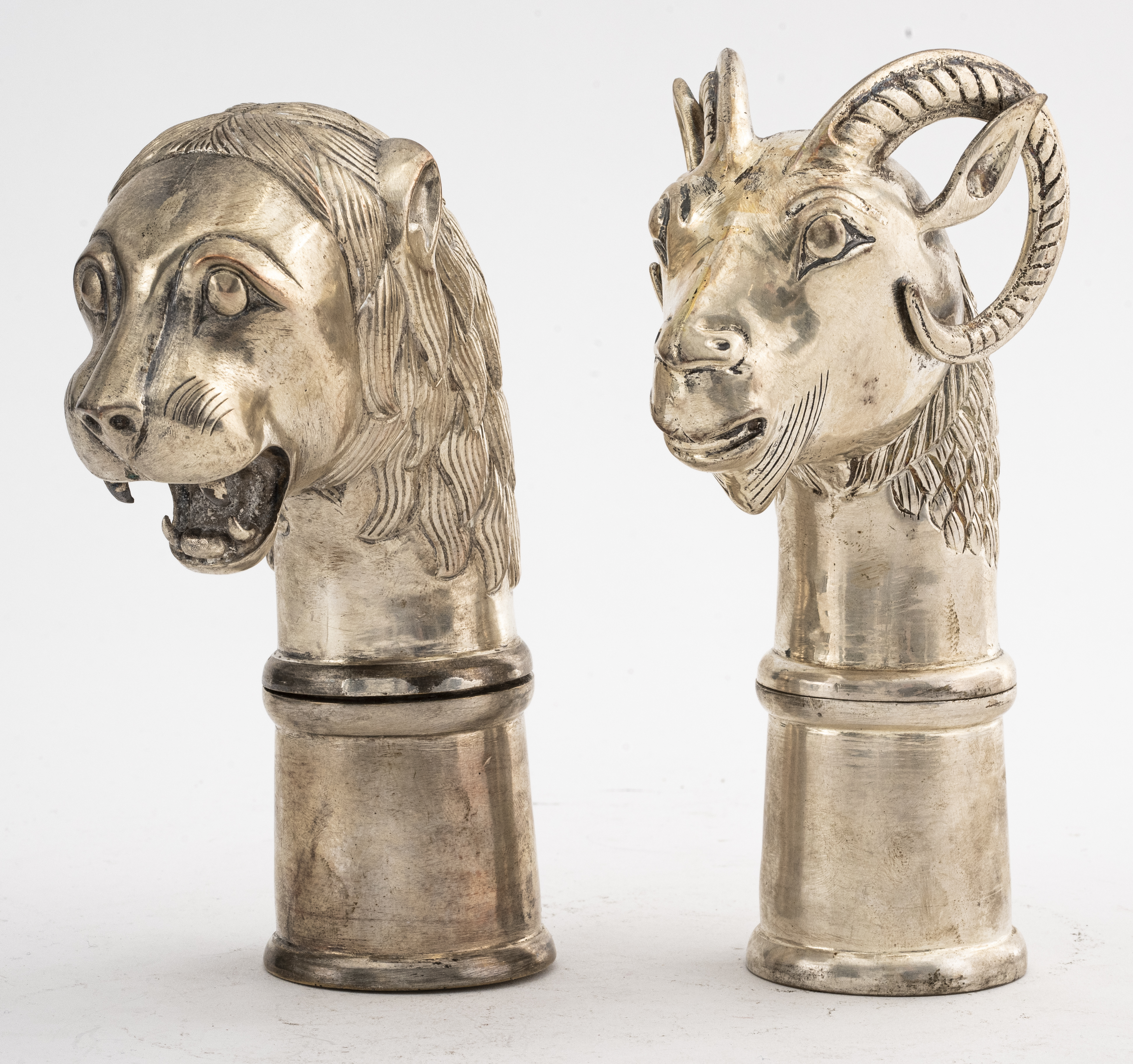 INDIAN SILVER PLATE RAM LION FIGURAL BOXES 2 Indian silver
