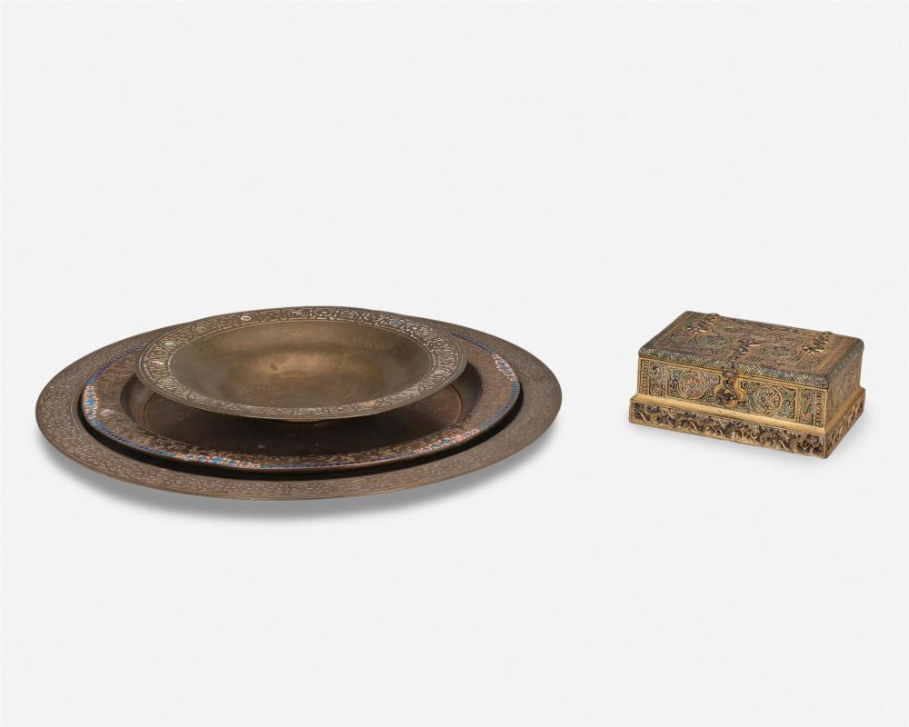 Four L C Tiffany gilt bronze table items Circa 1902