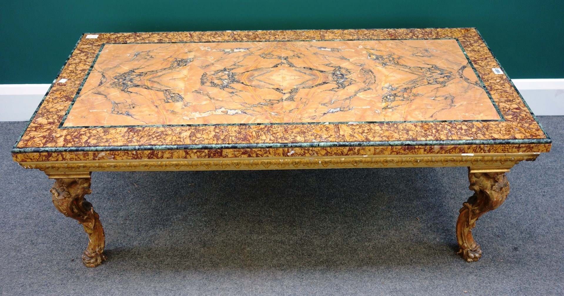 A 20th century Italian coffee table the rectangular Verde Antico