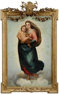 Old Master style painting Madonna and child unsigned oil on