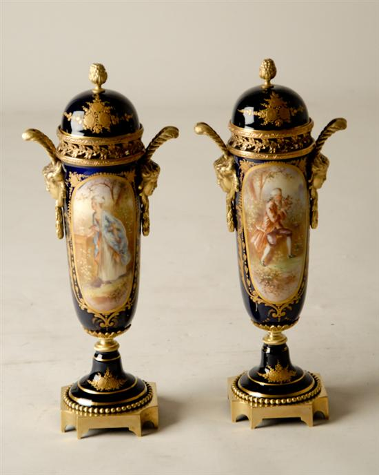 A Pair of L 19th C Sevres style Potpourri Covered