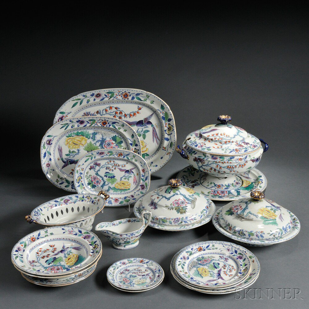 Partial Davenport Stone China Dinner Service England c 1820 pattern