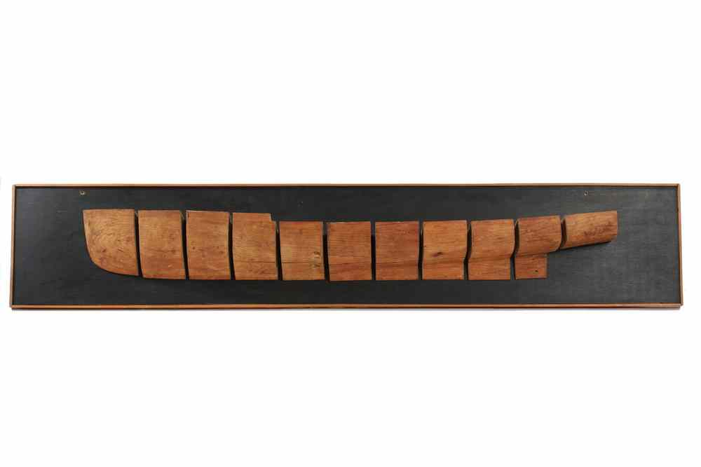 HALF HULL MODEL Large Sectioned Half Hull Model on Backboard