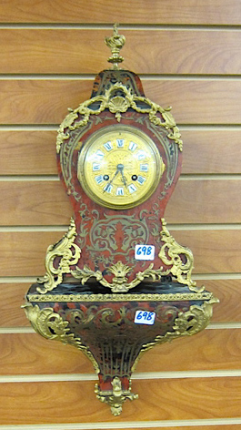 SMALL BOULLE BRACKET CLOCK AND MATCHING WALL BRACKET French late