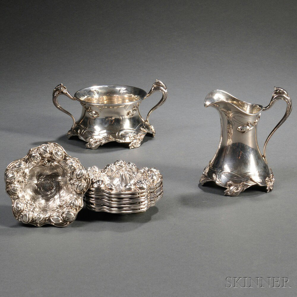 William B Kerr Co Art Nouveau Sterling Silver Creamer Sugar