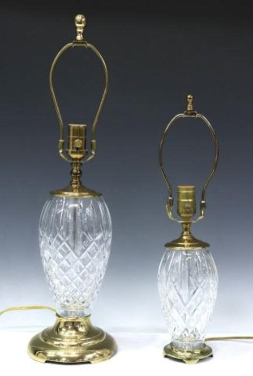 lot of 2 Waterford Araglin cut crystal table lamps rising
