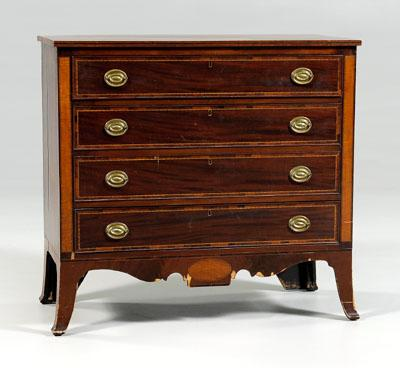 New England Federal four drawer chest banded and inlaid drawers