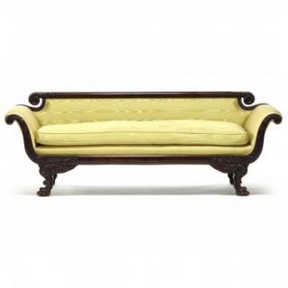 American Classical Carved Sofa circa 1820 s attributed to Philadelphia