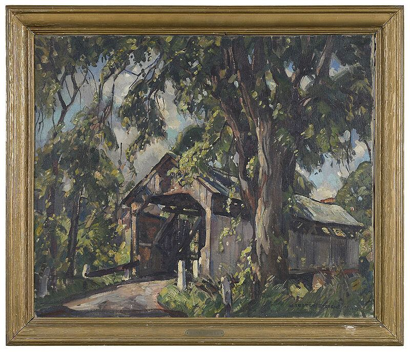 William Lester Stevens American 1888 1969 The Covered Bridge signed