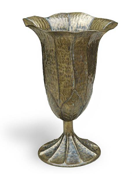 An Italian brass washed hammered copper vase circa 1960 attributed