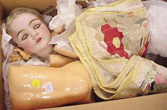 German bisque head doll moveable eyes open mouth arms legs