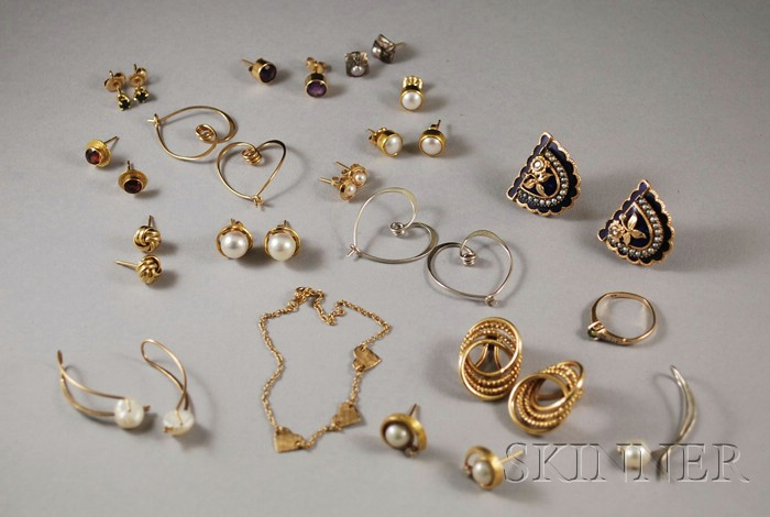 Group of Mostly Gold Jewelry including a 14kt gold and