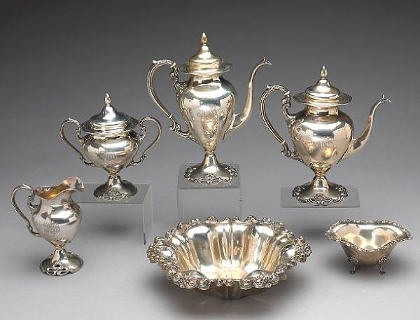 A sterling four piece tea and coffee setShreve amp Co