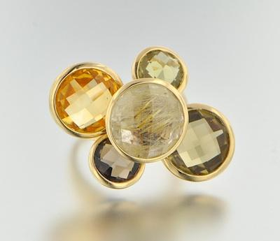 An Interesting Citrine Ring Set En Tremblant 14k yellow gold