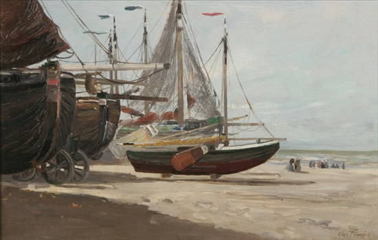 CHARLES PAUL GRUPPE American 1860 1940 BOATS ON THE SHORE