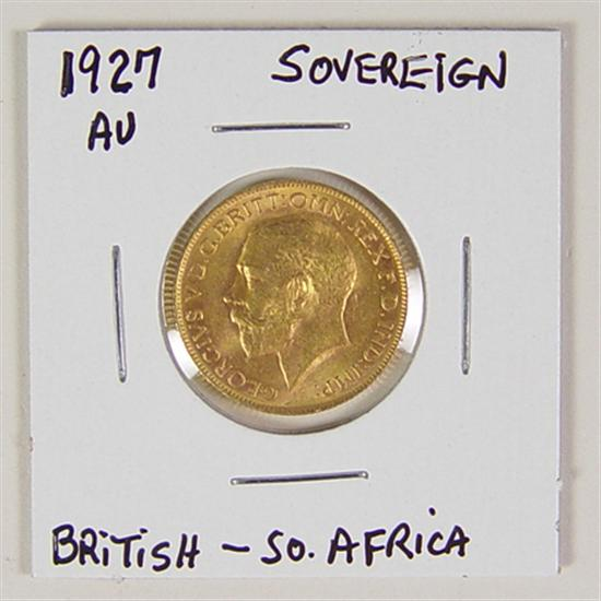 1927 Gold Sovereign Great Britain South Africa Nice AU gold
