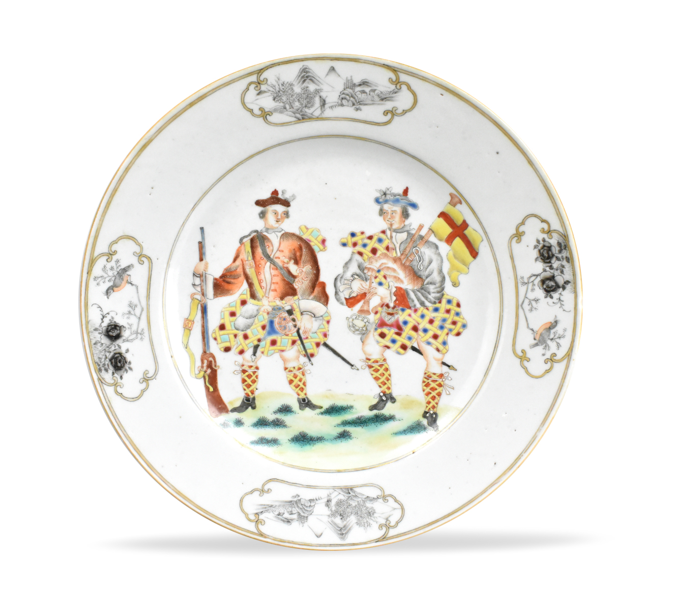 A Chinese export Scotsman enamel plate dating from the 18th