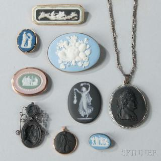 Nine Wedgwood Brooches and Medallions England 18th to 20th century