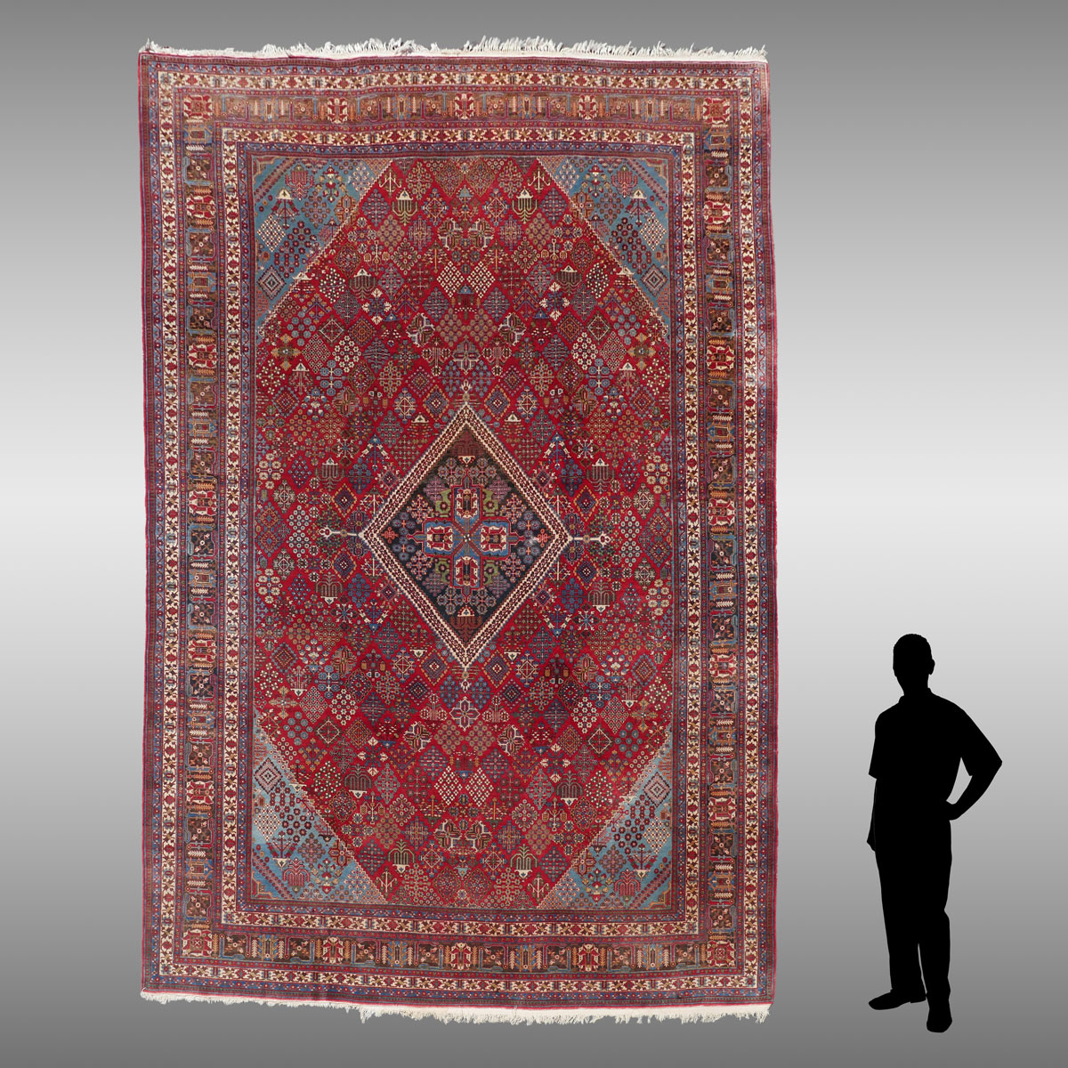 SEMI ANTIQUE PERSIAN JOSHEGAN HAND KNOTTED WOOL RUG 10 X