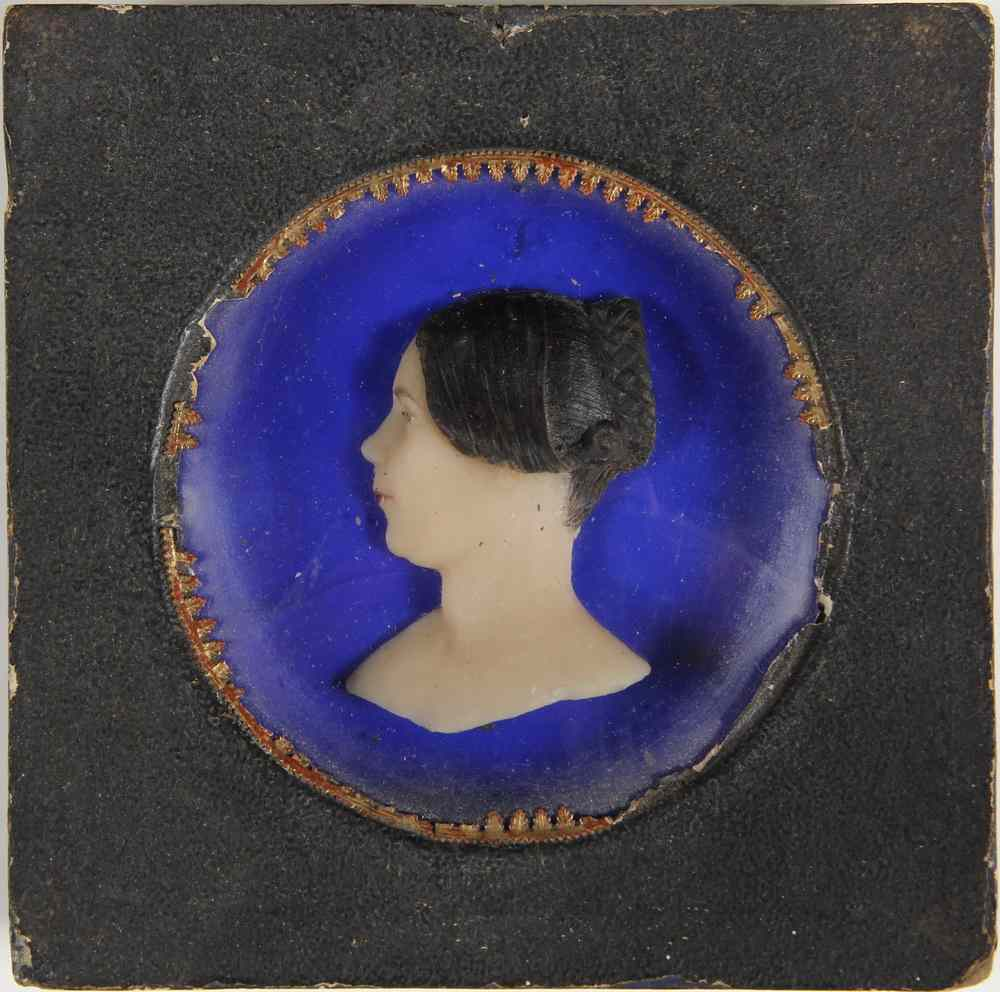 BAS RELIEF WAX PORTRAIT Wax Bust Profile Portrait of Woman