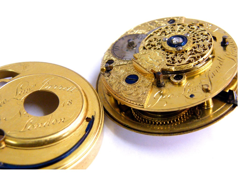 Late 18th century English fusee verge pocket watch movement signed