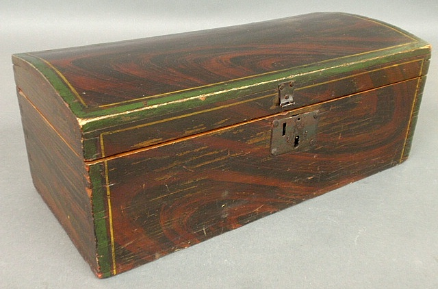 New England dome lid storage box c 1830 with original