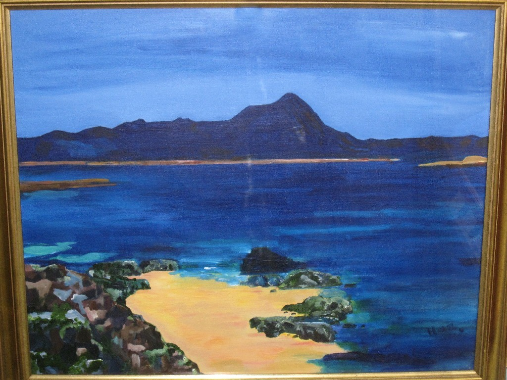 Acrylic Dark Island indistinctly signed