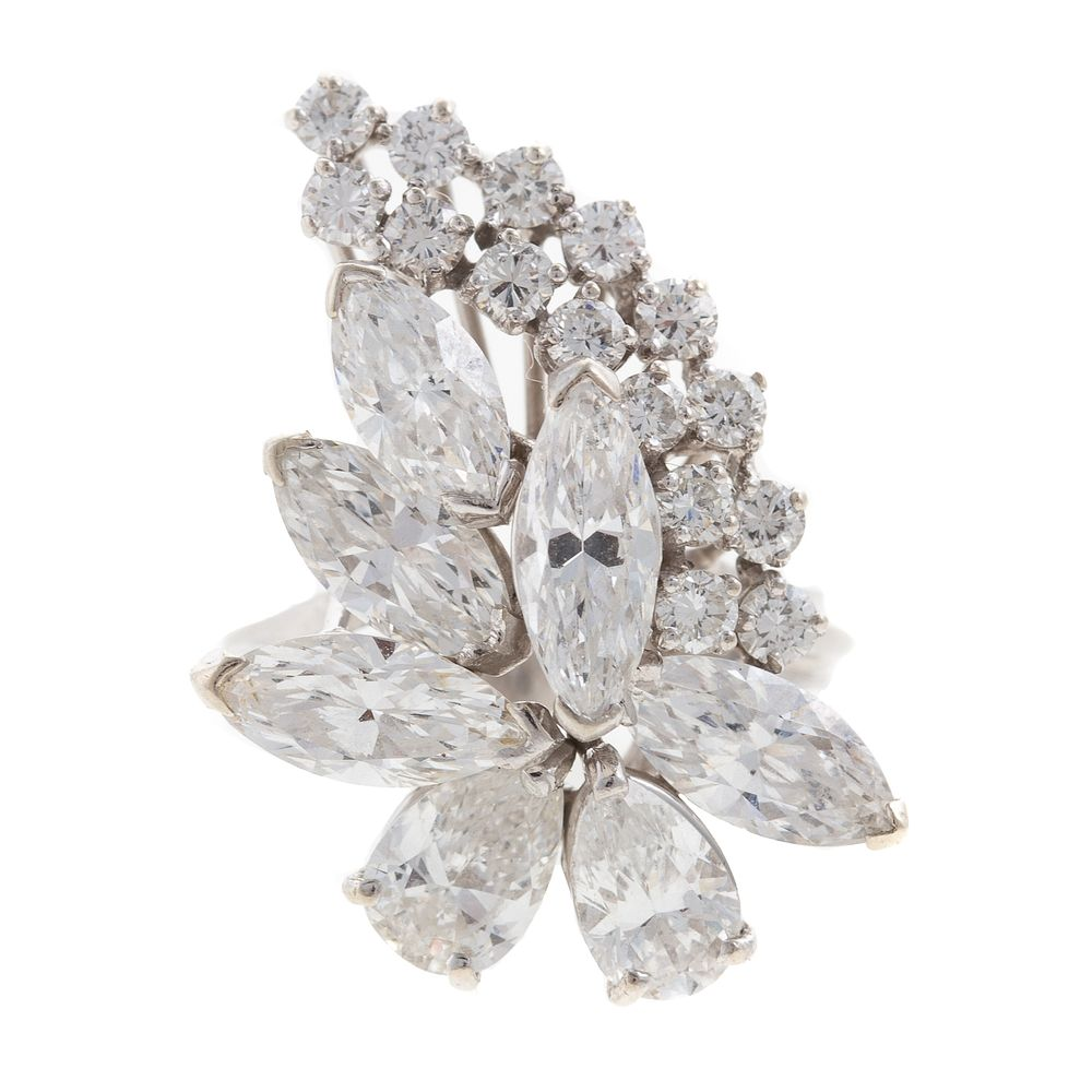 An Important 5 20 ctw Floral Diamond Ring in 18K