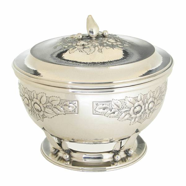 A Canadian hand wrought sterling soup tureen with coverCarl Poul