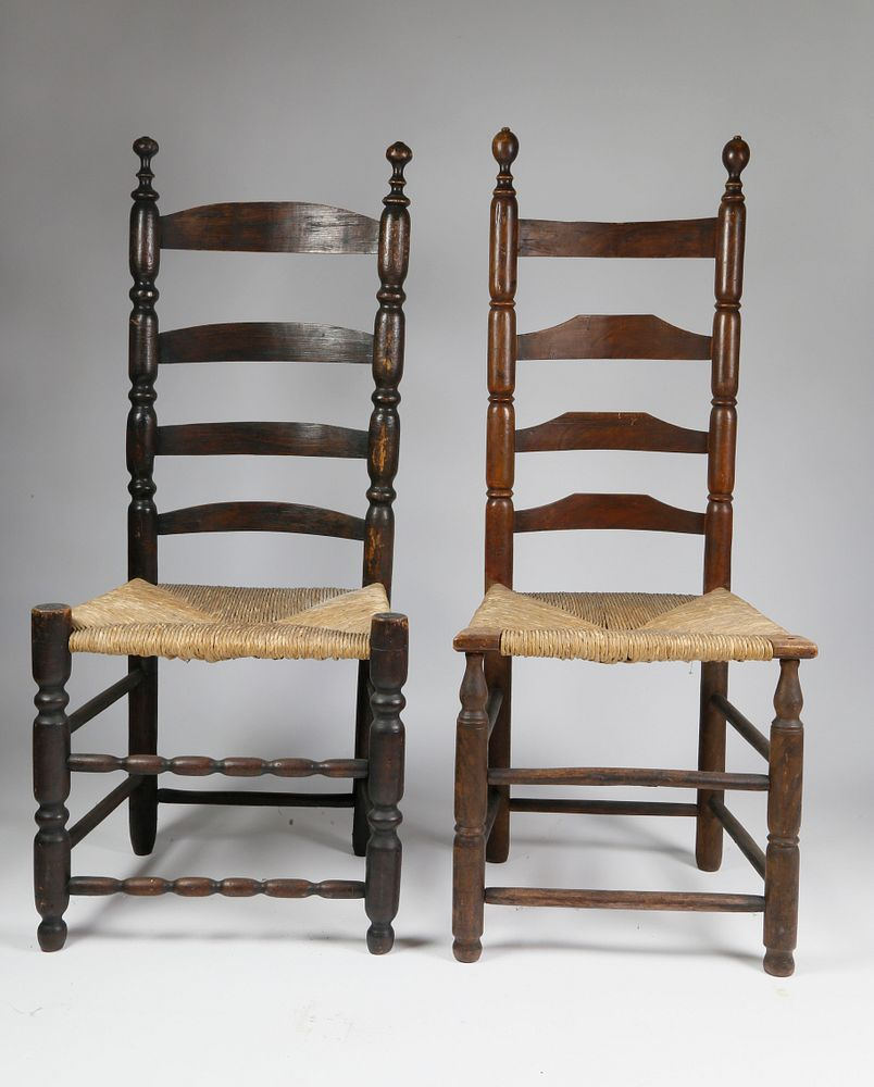 Two Nantucket Rush Seat Side Chairs 18th Century Two Nantucket