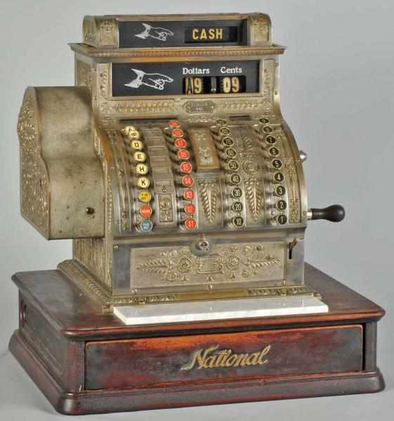 National Cash Register on Wooden Base Description Working Condition Excellent