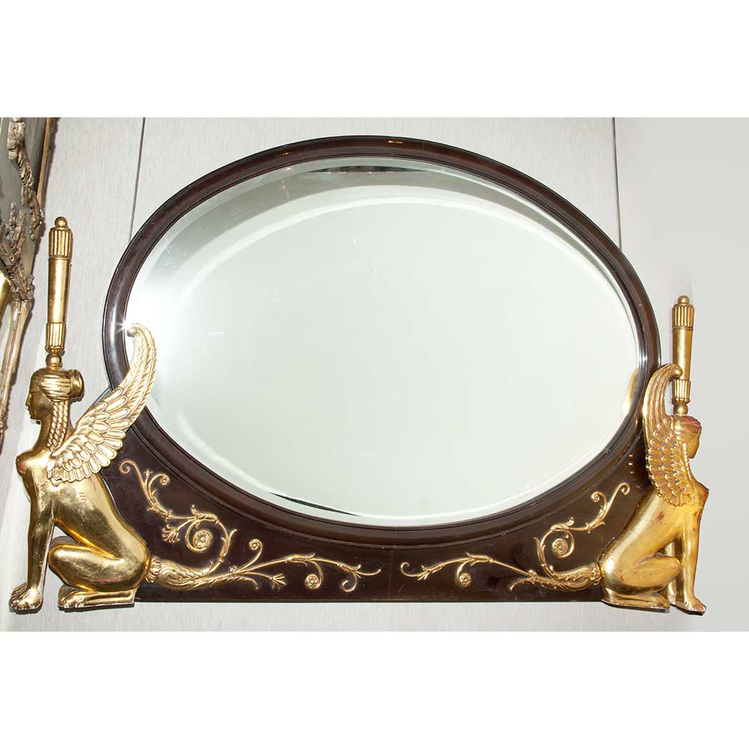 Empire Style Parcel Gilt Mahogany Overmantel Mirror 20th Century The