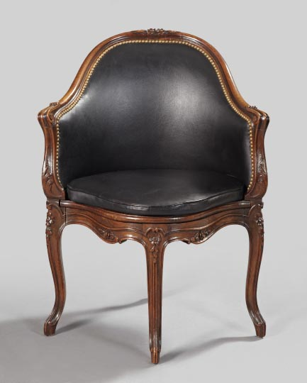 Louis XV Style Walnut Bergere en Encoignure fourth quarter 19th