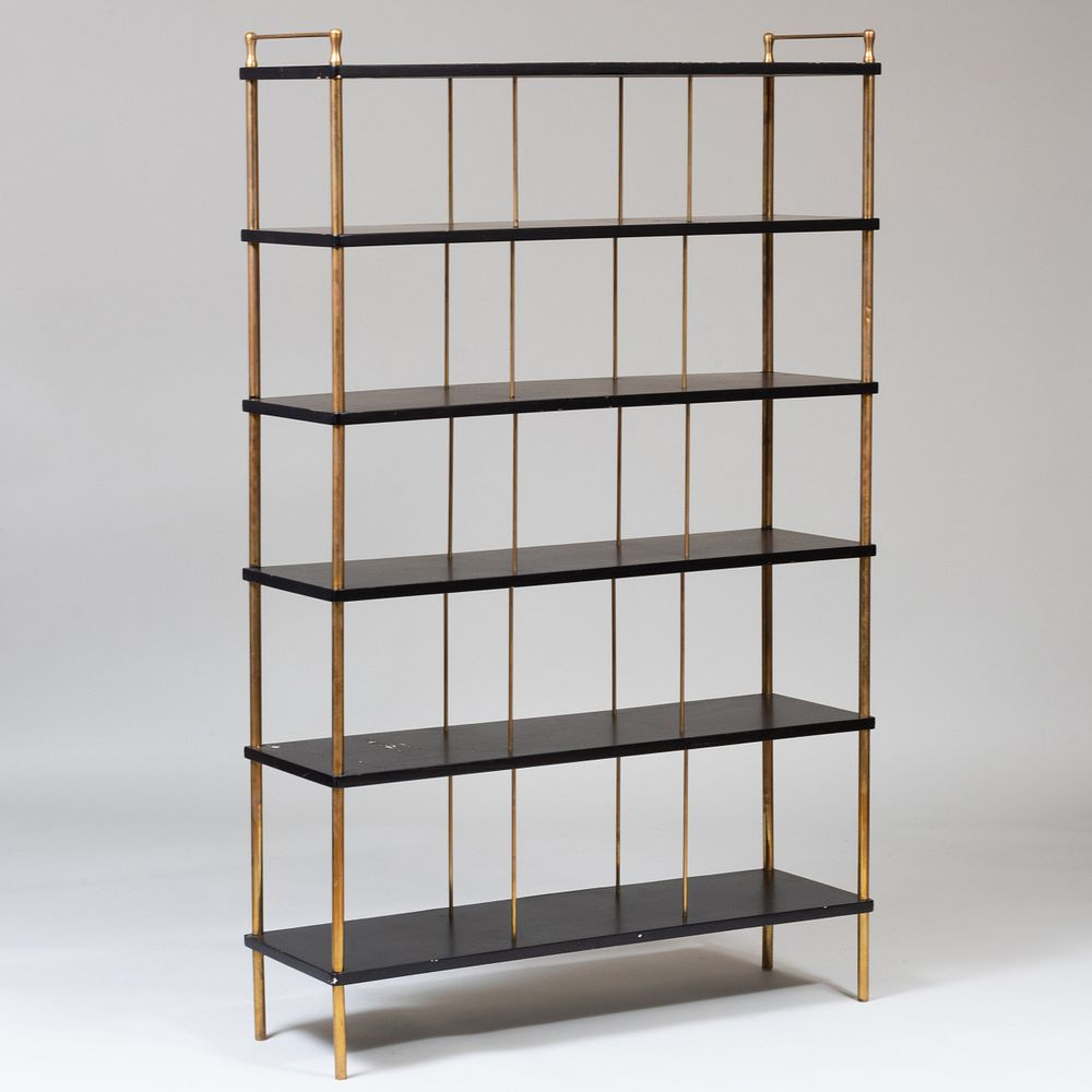 Italian Mid Century Brass and Ebonized Six Tier tag re